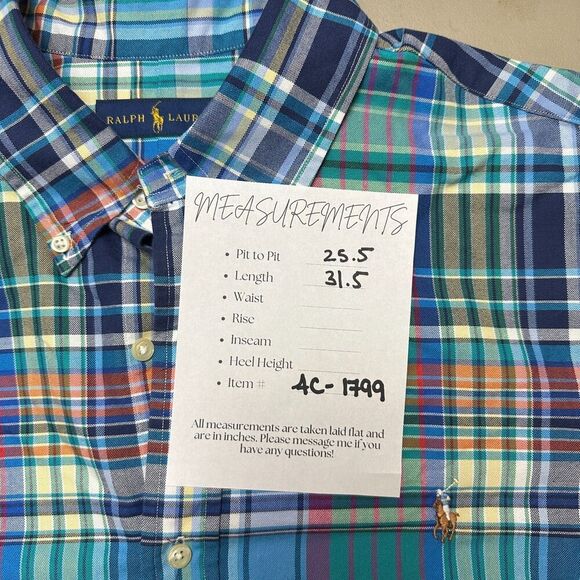 Ralph Lauren Check Oxford Button Down Shirt Mens XL Plaid Colorful 100% Cotton - Picture 3 of 11